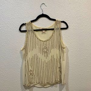 Forever21 Beaded Tank White Gold Size M